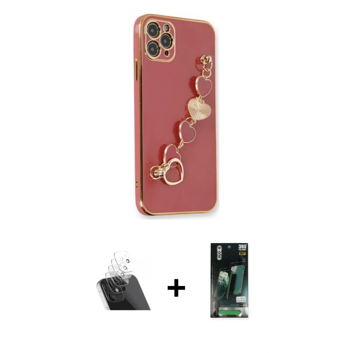 MARSİLYAN™- iPhone 11 Pro Max Kılıf Nova Işık Prime - Siyah 360 Mat Full Body Arka Koruyucu + Kamera Lens Koruma Cam - SF