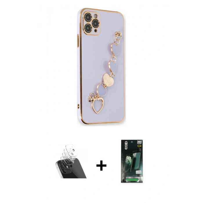 MARSİLYAN™- iPhone 11 Pro Max Kılıf Nova Işık Prime - Siyah 360 Mat Full Body Arka Koruyucu + Kamera Lens Koruma Cam - SF