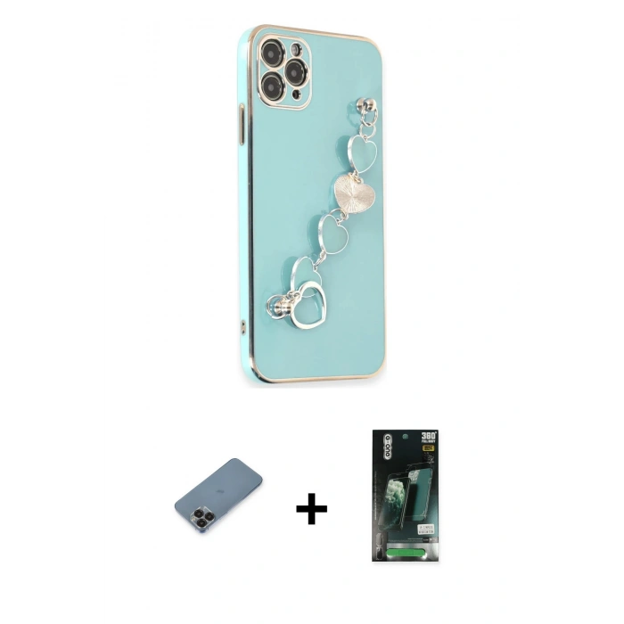 MARSİLYAN™- iPhone 11 Pro Max Kılıf Nova Işık Prime - Siyah 360 Mat Full Body Arka Koruyucu + Metal Kamera Lens Koruma Cam - SH