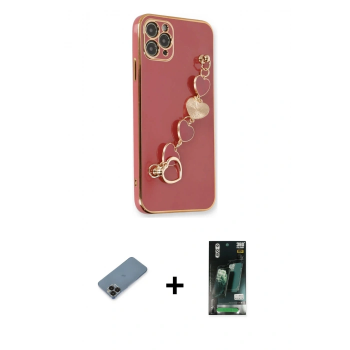 MARSİLYAN™- iPhone 11 Pro Max Kılıf Nova Işık Prime - Siyah 360 Mat Full Body Arka Koruyucu + Metal Kamera Lens Koruma Cam - SH