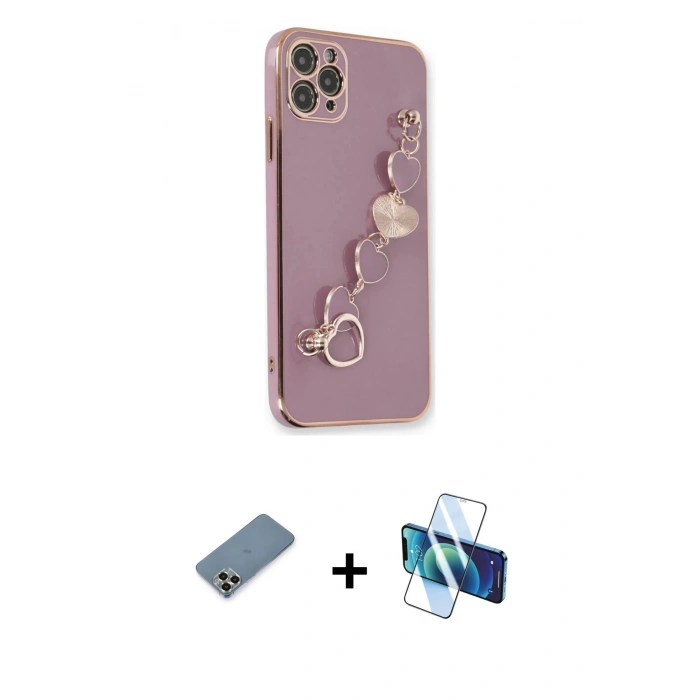 MARSİLYAN™- iPhone 11 Pro Max Kılıf Nova Işık Prime - Siyah 3D Antistatik Cam Ekran Koruyucu + Metal Kamera Lens Koruma Cam - GD