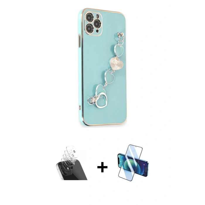 MARSİLYAN™- iPhone 11 Pro Max Kılıf Nova Işık Prime - Siyah 3D Antistatik Cam Ekran Koruyucu + Kamera Lens Koruma Cam - SF