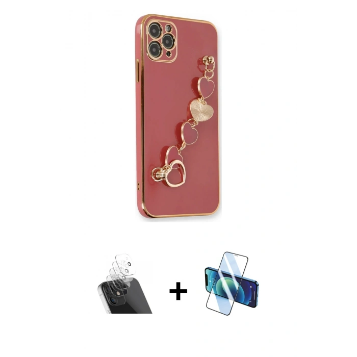 MARSİLYAN™- iPhone 11 Pro Max Kılıf Nova Işık Prime - Siyah 3D Antistatik Cam Ekran Koruyucu + Kamera Lens Koruma Cam - SF