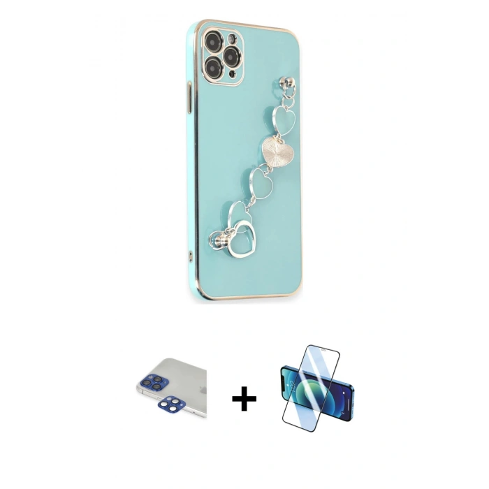MARSİLYAN™- iPhone 11 Pro Max Kılıf Nova Işık Prime - Siyah 3D Antistatik Cam Ekran Koruyucu + Pers Alüminyum Kamera Lens - LT