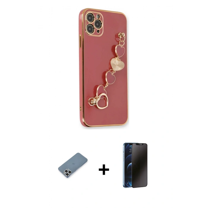 MARSİLYAN™- iPhone 11 Pro Max Kılıf Nova Işık Prime - Siyah 3D Antistatik Hayalet Cam Ekran Koruyucu + Metal Kamera Lens Koruma Cam - GS