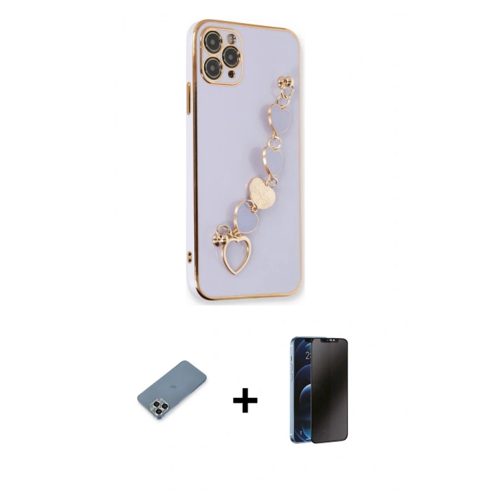 MARSİLYAN™- iPhone 11 Pro Max Kılıf Nova Işık Prime - Siyah 3D Antistatik Hayalet Cam Ekran Koruyucu + Metal Kamera Lens Koruma Cam - GS