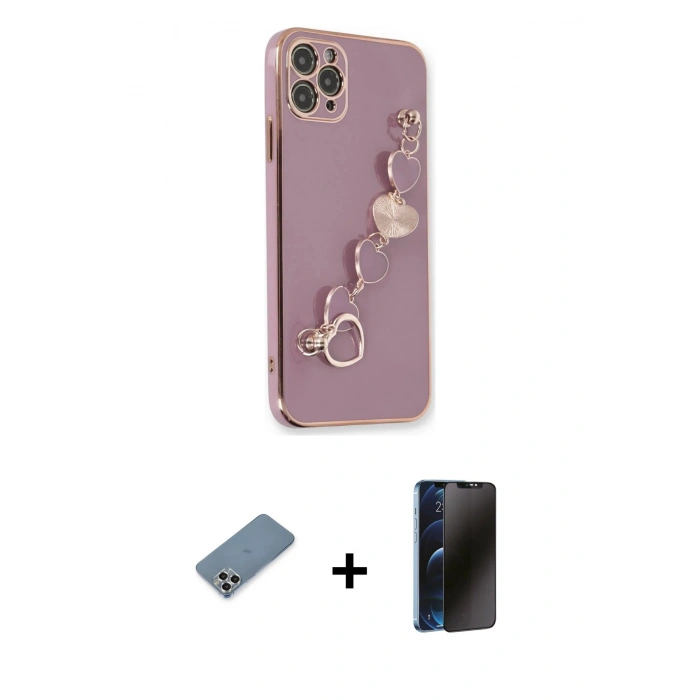 MARSİLYAN™- iPhone 11 Pro Max Kılıf Nova Işık Prime - Siyah 3D Antistatik Hayalet Cam Ekran Koruyucu + Metal Kamera Lens Koruma Cam - GS