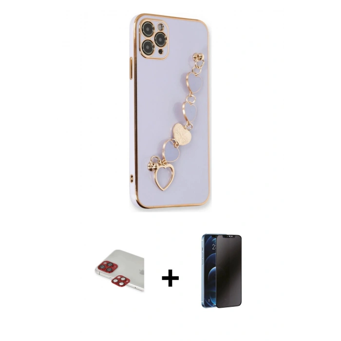 MARSİLYAN™- iPhone 11 Pro Max Kılıf Nova Işık Prime - Siyah 3D Antistatik Hayalet Cam Ekran Koruyucu + Pers Alüminyum Kamera Lens - KI