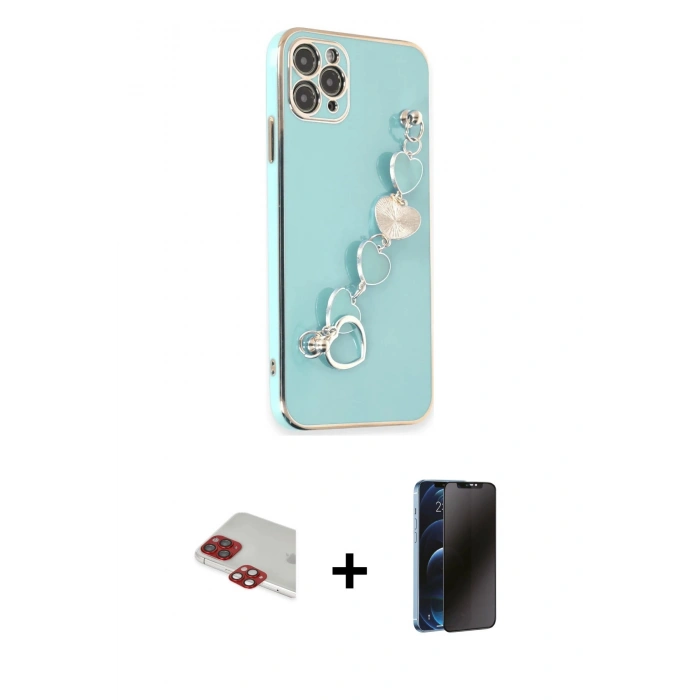 MARSİLYAN™- iPhone 11 Pro Max Kılıf Nova Işık Prime - Siyah 3D Antistatik Hayalet Cam Ekran Koruyucu + Pers Alüminyum Kamera Lens - KI