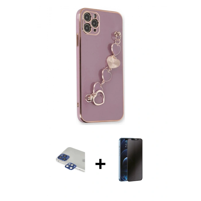 MARSİLYAN™- iPhone 11 Pro Max Kılıf Nova Işık Prime - Siyah 3D Antistatik Hayalet Cam Ekran Koruyucu + Pers Alüminyum Kamera Lens - LT