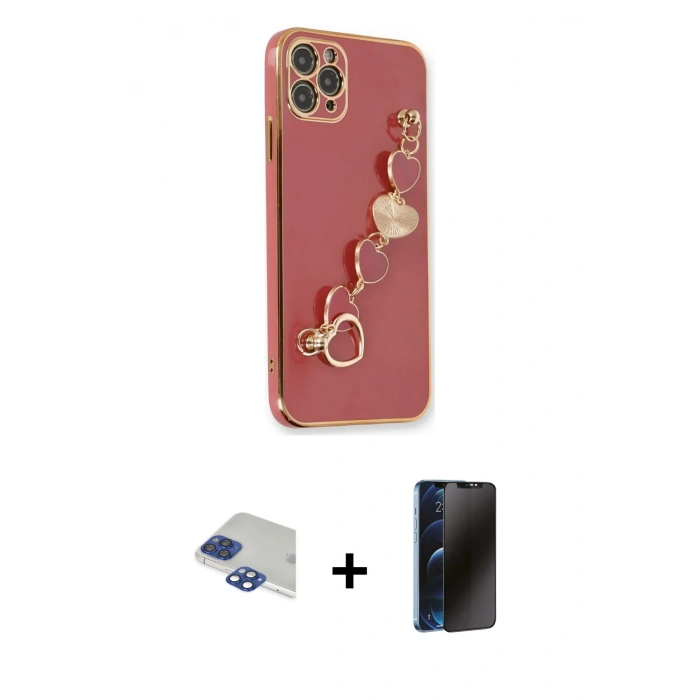MARSİLYAN™- iPhone 11 Pro Max Kılıf Nova Işık Prime - Siyah 3D Antistatik Hayalet Cam Ekran Koruyucu + Pers Alüminyum Kamera Lens - LT