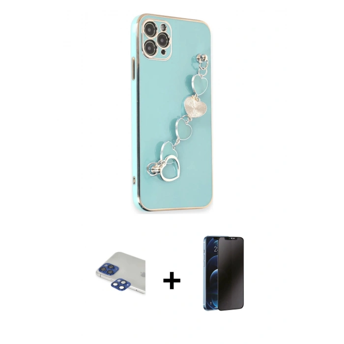 MARSİLYAN™- iPhone 11 Pro Max Kılıf Nova Işık Prime - Siyah 3D Antistatik Hayalet Cam Ekran Koruyucu + Pers Alüminyum Kamera Lens - LT