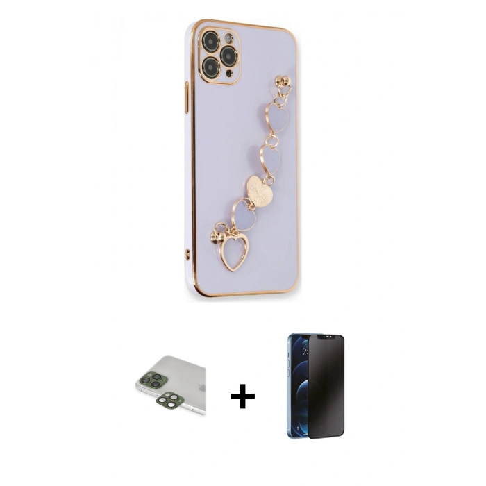 MARSİLYAN™- iPhone 11 Pro Max Kılıf Nova Işık Prime - Siyah 3D Antistatik Hayalet Cam Ekran Koruyucu + Pers Alüminyum Kamera Lens - YL