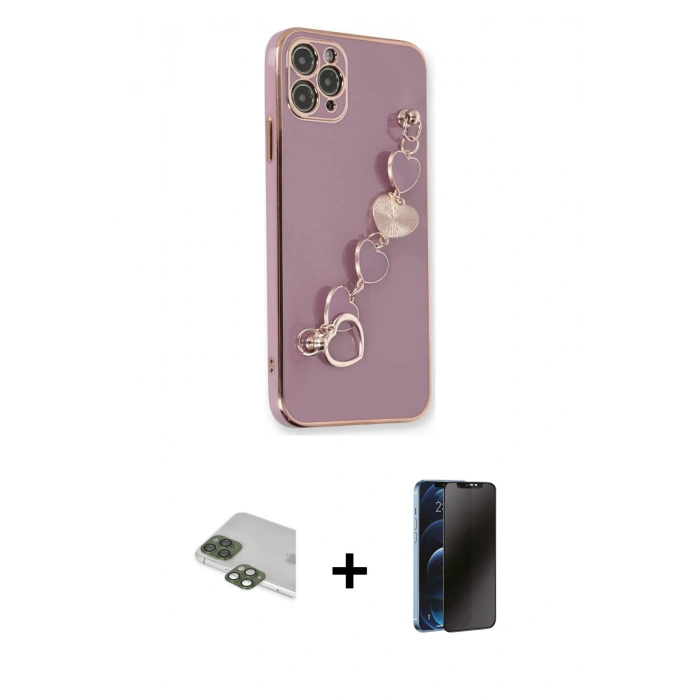 MARSİLYAN™- iPhone 11 Pro Max Kılıf Nova Işık Prime - Siyah 3D Antistatik Hayalet Cam Ekran Koruyucu + Pers Alüminyum Kamera Lens - YL
