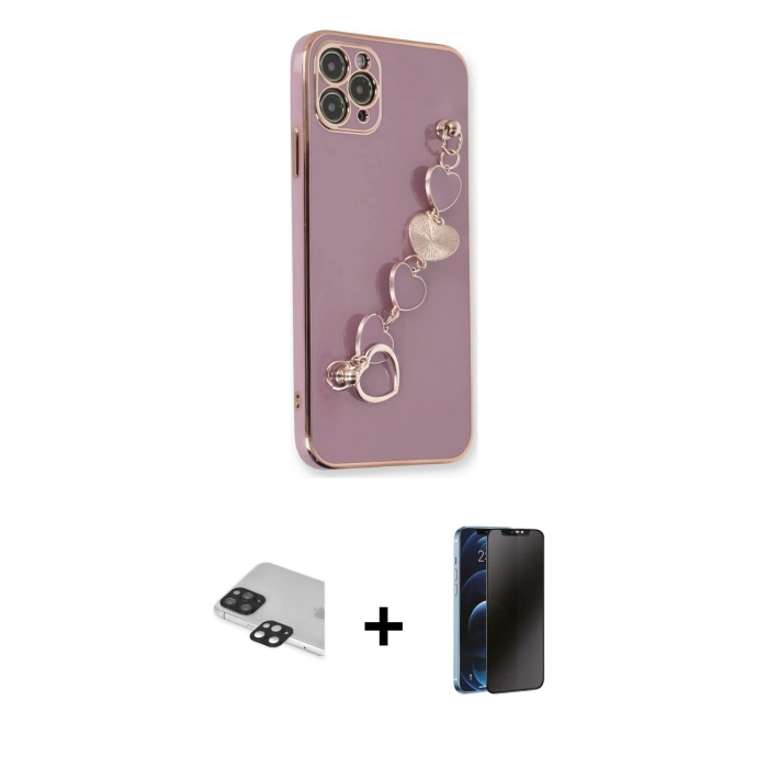 MARSİLYAN™- iPhone 11 Pro Max Kılıf Nova Işık Prime - Siyah 3D Antistatik Hayalet Cam Ekran Koruyucu + Pers Alüminyum Kamera Lens - SH