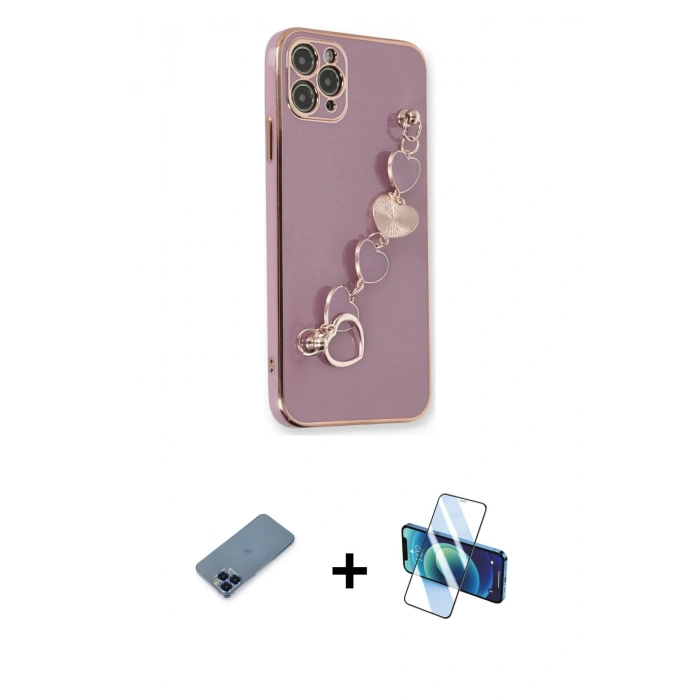 MARSİLYAN™- iPhone 11 Pro Max Kılıf Nova Işık Prime - Siyah 3D Antistatik Seramik Nano Ekran Koruyucu + Mavi Metal Kamera Lens Koruma Cam