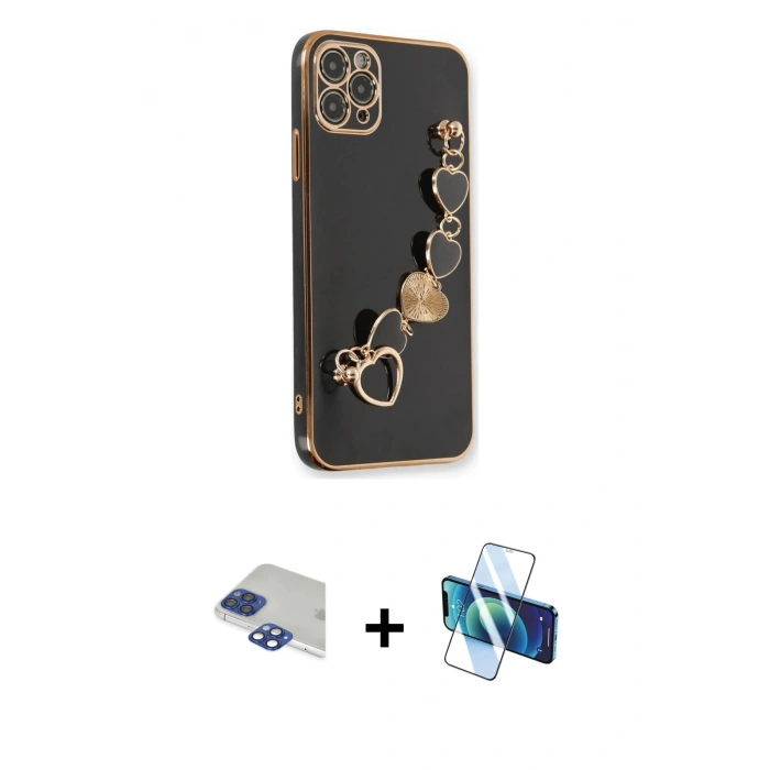 MARSİLYAN™- iPhone 11 Pro Max Kılıf Nova Işık Prime - Siyah 3D Antistatik Seramik Nano Ekran Koruyucu + Pers Alüminyum Kamera Lens - LT