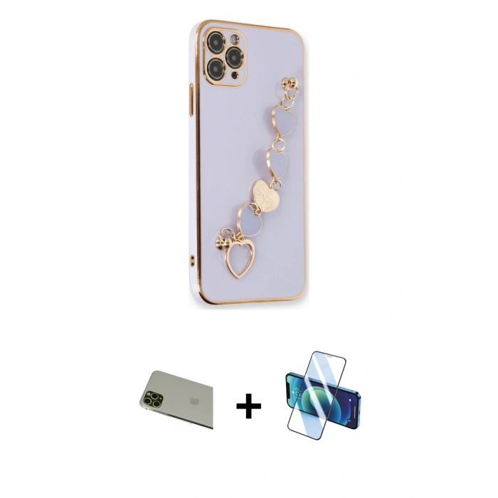 MARSİLYAN™- iPhone 11 Pro Max Kılıf Nova Işık Prime - Siyah 3D Antistatik Seramik Nano Ekran Koruyucu + Rainbow Kamera Lens Koruma Cam - YL