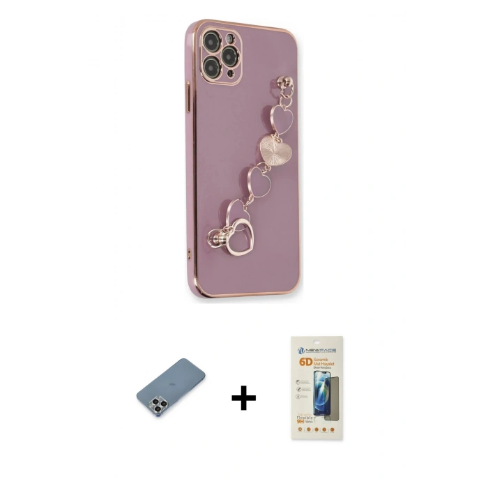 MARSİLYAN™- iPhone 11 Pro Max Kılıf Nova Işık Prime - Siyah 6D Mat Seramik Hayalet Nano Ekran Koruyucu + Metal Kamera Lens Koruma Cam - GS