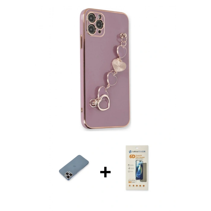 MARSİLYAN™- iPhone 11 Pro Max Kılıf Nova Işık Prime - Siyah 6D Mat Seramik Hayalet Nano Ekran Koruyucu + Metal Kamera Lens Koruma Cam - MR
