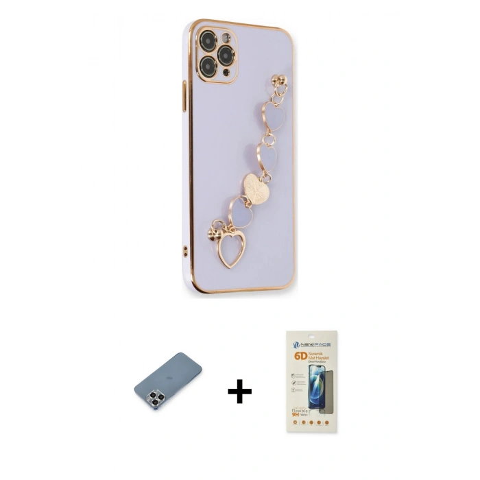 MARSİLYAN™- iPhone 11 Pro Max Kılıf Nova Işık Prime - Siyah 6D Mat Seramik Hayalet Nano Ekran Koruyucu + Metal Kamera Lens Koruma Cam - GS