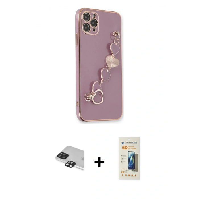 MARSİLYAN™- iPhone 11 Pro Max Kılıf Nova Işık Prime - Siyah 6D Mat Seramik Hayalet Nano Ekran Koruyucu + Pers Alüminyum Kamera Lens - SH