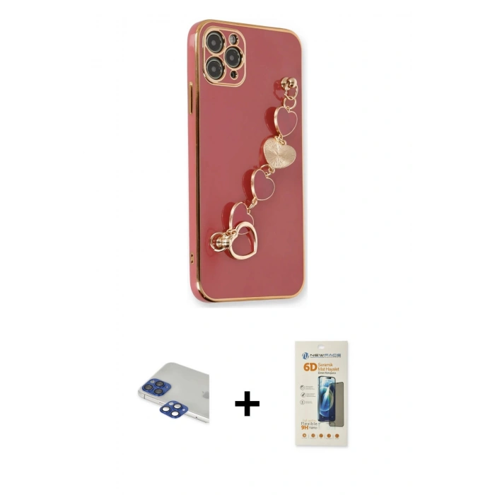 MARSİLYAN™- iPhone 11 Pro Max Kılıf Nova Işık Prime - Siyah 6D Mat Seramik Hayalet Nano Ekran Koruyucu + Pers Alüminyum Kamera Lens - LT