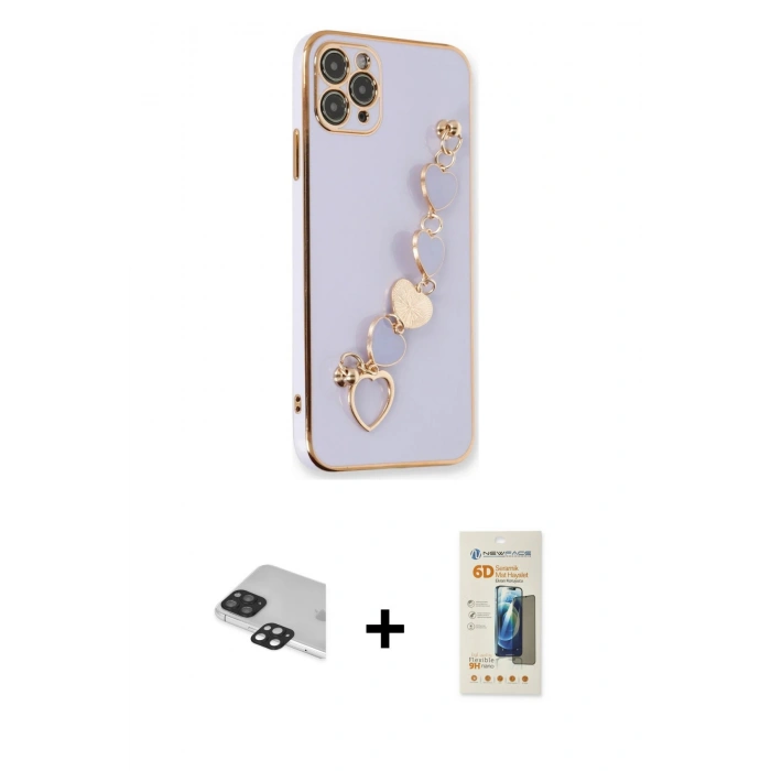 MARSİLYAN™- iPhone 11 Pro Max Kılıf Nova Işık Prime - Siyah 6D Mat Seramik Hayalet Nano Ekran Koruyucu + Pers Alüminyum Kamera Lens - SH