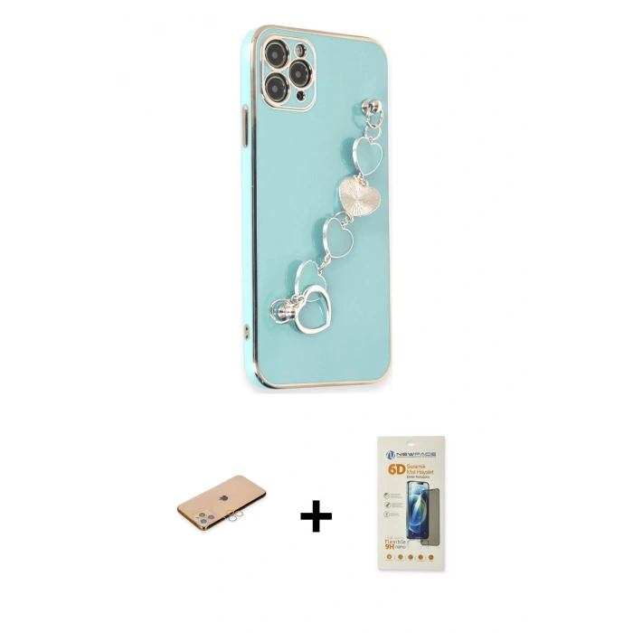 MARSİLYAN™- iPhone 11 Pro Max Kılıf Nova Işık Prime - Siyah 6D Mat Seramik Hayalet Nano Ekran Koruyucu + Renkli Kamera Lens Koruma Cam - PE