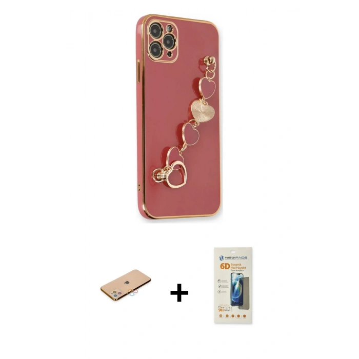 MARSİLYAN™- iPhone 11 Pro Max Kılıf Nova Işık Prime - Siyah 6D Mat Seramik Hayalet Nano Ekran Koruyucu + Renkli Kamera Lens Koruma Cam - PE