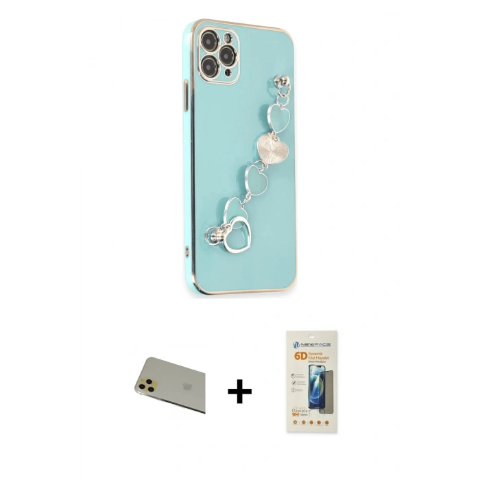 MARSİLYAN™- iPhone 11 Pro Max Kılıf Nova Işık Prime - Siyah 6D Mat Seramik Hayalet Nano Ekran Koruyucu + Rainbow Kamera Lens Koruma Cam - GD