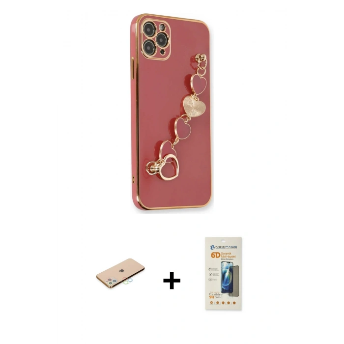 MARSİLYAN™- iPhone 11 Pro Max Kılıf Nova Işık Prime - Siyah 6D Mat Seramik Hayalet Nano Ekran Koruyucu + Renkli Kamera Lens Koruma Cam - MI