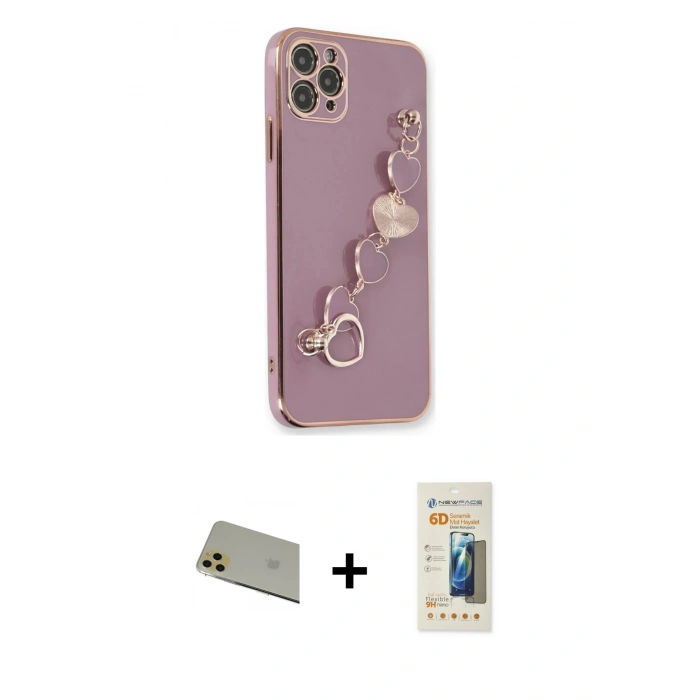MARSİLYAN™- iPhone 11 Pro Max Kılıf Nova Işık Prime - Siyah 6D Mat Seramik Hayalet Nano Ekran Koruyucu + Rainbow Kamera Lens Koruma Cam - GD