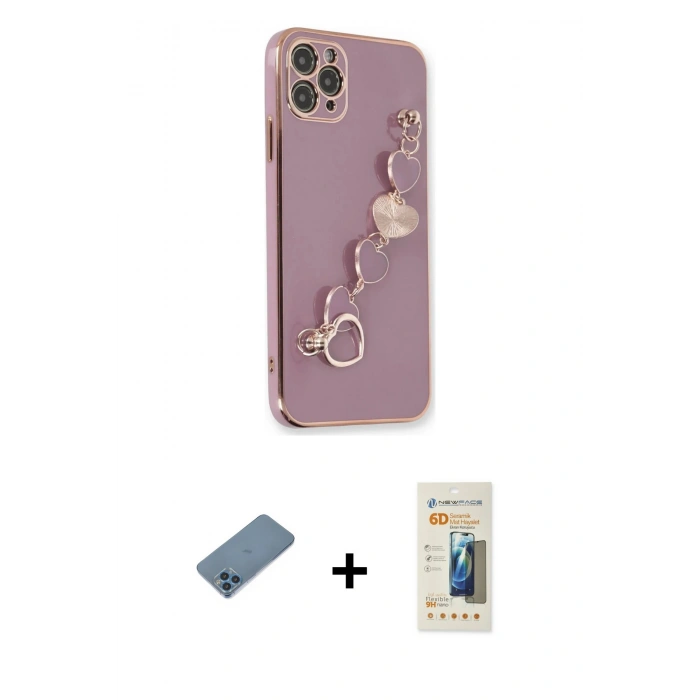MARSİLYAN™- iPhone 11 Pro Max Kılıf Nova Işık Prime - Siyah 6D Mat Seramik Hayalet Nano Ekran Koruyucu + Shine Kamera Lens Koruma Cam - MI