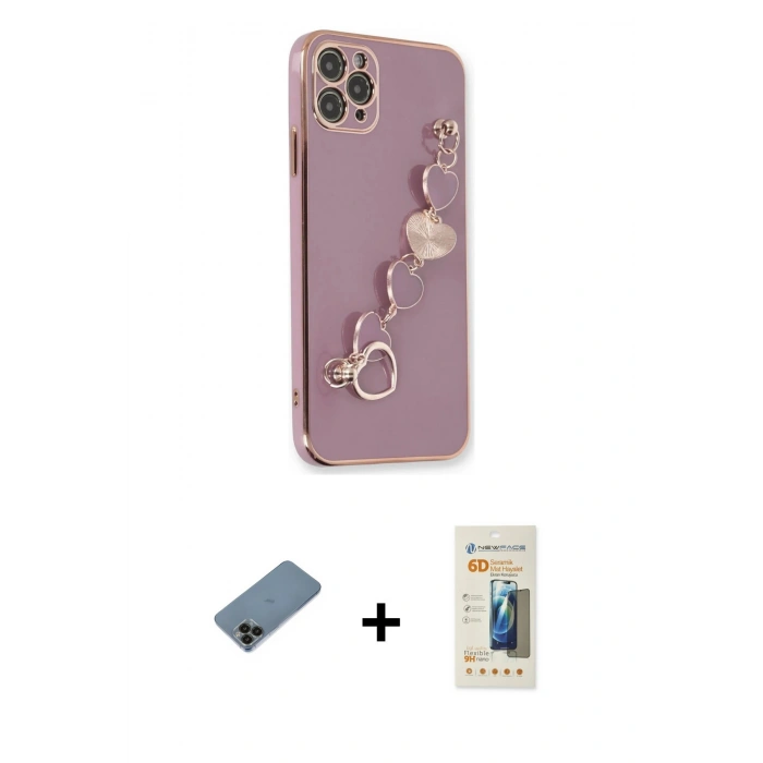 MARSİLYAN™- iPhone 11 Pro Max Kılıf Nova Işık Prime - Siyah 6D Mat Seramik Hayalet Nano Ekran Koruyucu + Shine Kamera Lens Koruma Cam - SH