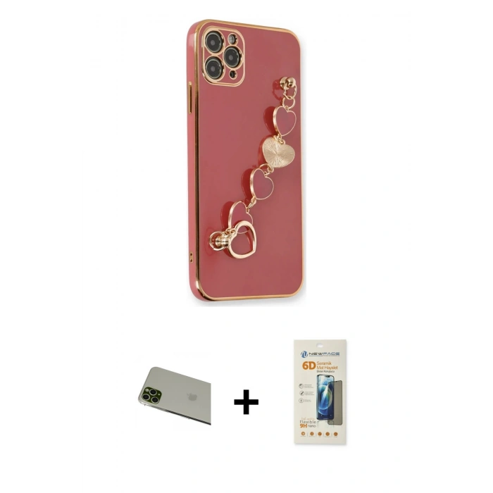 MARSİLYAN™- iPhone 11 Pro Max Kılıf Nova Işık Prime - Siyah 6D Mat Seramik Hayalet Nano Ekran Koruyucu + Rainbow Kamera Lens Koruma Cam - YL
