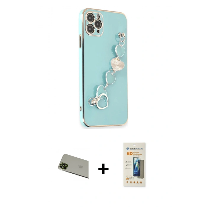MARSİLYAN™- iPhone 11 Pro Max Kılıf Nova Işık Prime - Siyah 6D Mat Seramik Hayalet Nano Ekran Koruyucu + Rainbow Kamera Lens Koruma Cam - YL