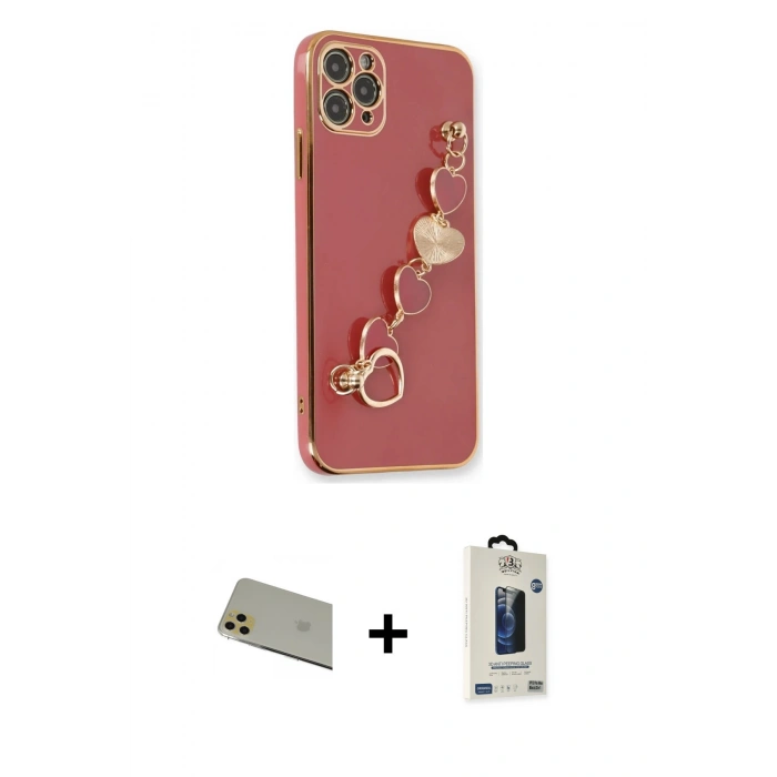MARSİLYAN™- iPhone 11 Pro Max Kılıf Nova Işık Prime - Siyah Bilvis Hayalet Cam Ekran Koruyucu + Rainbow Kamera Lens Koruma Cam - GD