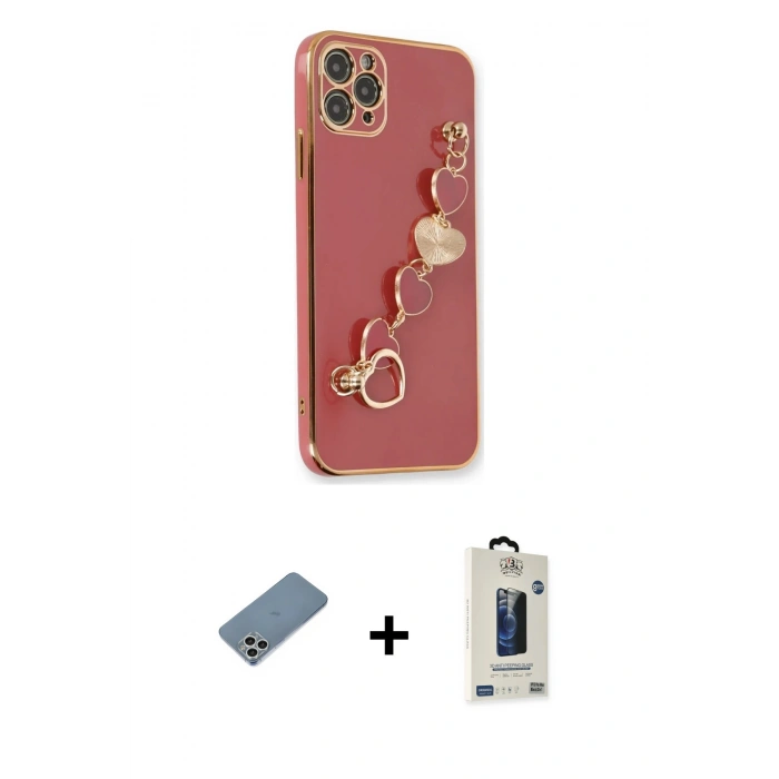 MARSİLYAN™- iPhone 11 Pro Max Kılıf Nova Işık Prime - Siyah Bilvis Hayalet Cam Ekran Koruyucu + Shine Kamera Lens Koruma Cam - GS