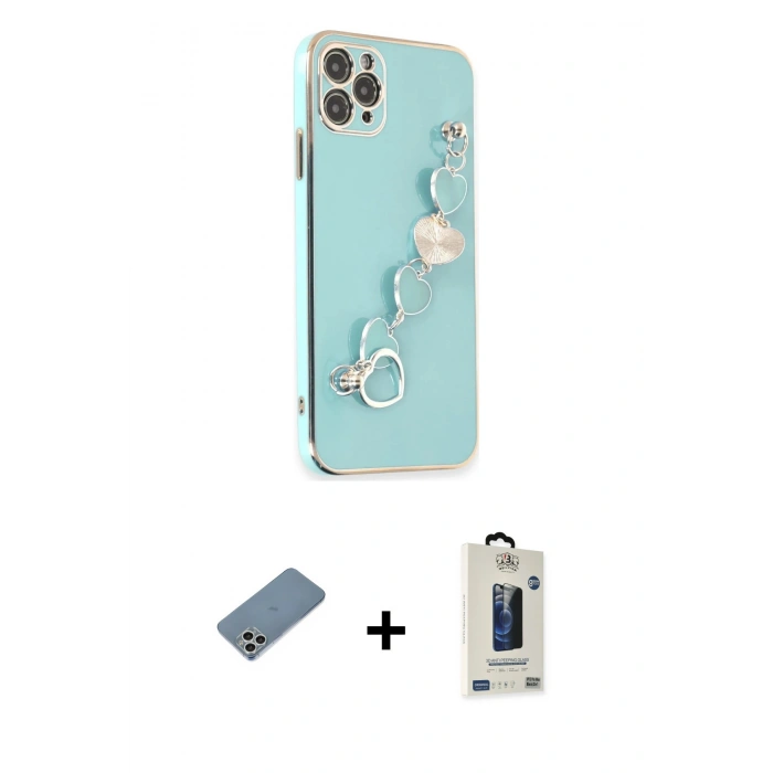 MARSİLYAN™- iPhone 11 Pro Max Kılıf Nova Işık Prime - Siyah Bilvis Hayalet Cam Ekran Koruyucu + Shine Kamera Lens Koruma Cam - GS