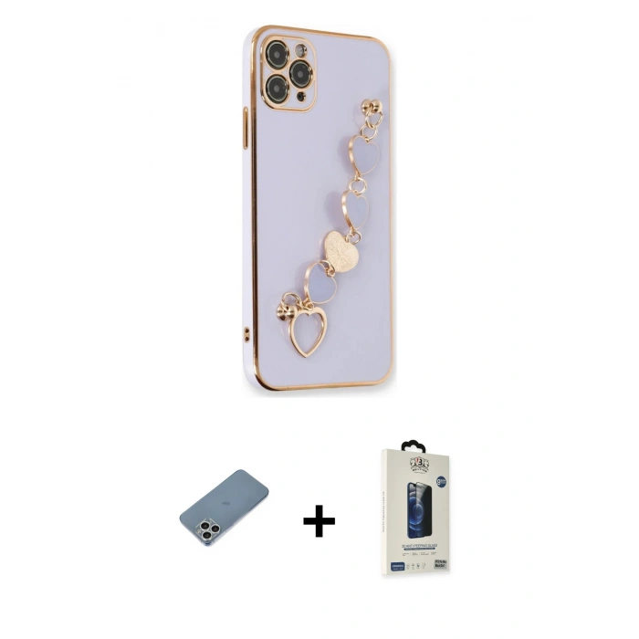 MARSİLYAN™- iPhone 11 Pro Max Kılıf Nova Işık Prime - Siyah Bilvis Hayalet Cam Ekran Koruyucu + Shine Kamera Lens Koruma Cam - GS