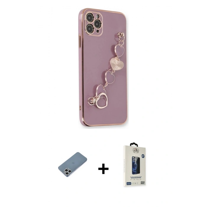MARSİLYAN™- iPhone 11 Pro Max Kılıf Nova Işık Prime - Siyah Bilvis Hayalet Cam Ekran Koruyucu + Shine Kamera Lens Koruma Cam - GS