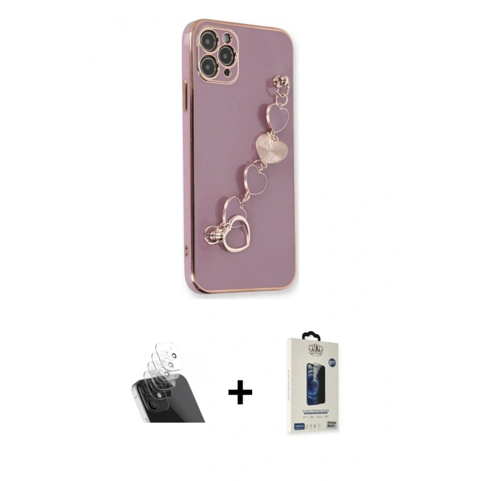 MARSİLYAN™- iPhone 11 Pro Max Kılıf Nova Işık Prime - Siyah Bilvis Hayalet Cam Ekran Koruyucu + Kamera Lens Koruma Cam - SF
