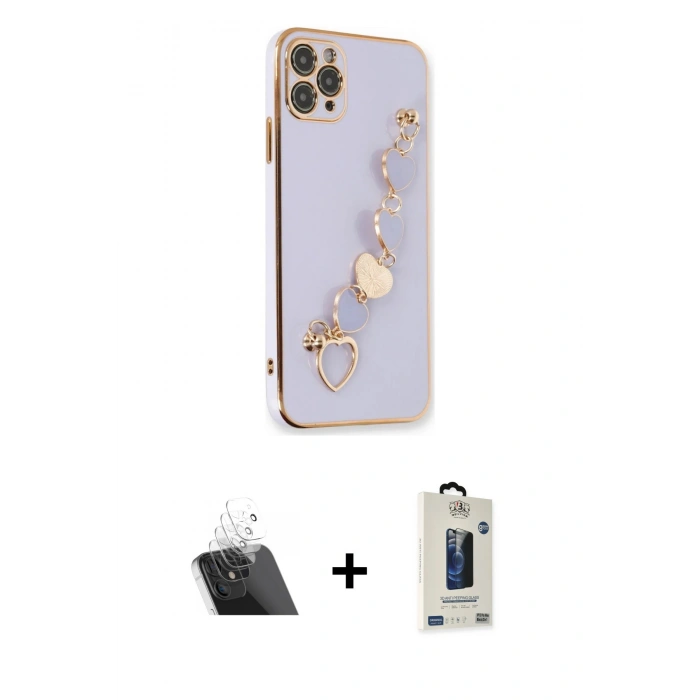 MARSİLYAN™- iPhone 11 Pro Max Kılıf Nova Işık Prime - Siyah Bilvis Hayalet Cam Ekran Koruyucu + Kamera Lens Koruma Cam - SF