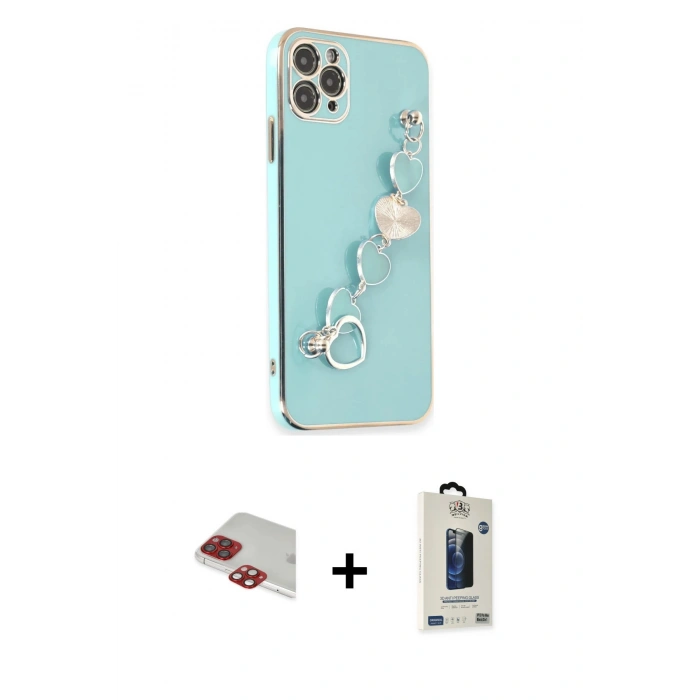 MARSİLYAN™- iPhone 11 Pro Max Kılıf Nova Işık Prime - Siyah Bilvis Hayalet Cam Ekran Koruyucu + Kırmızı Pers Alüminyum Kamera Lens