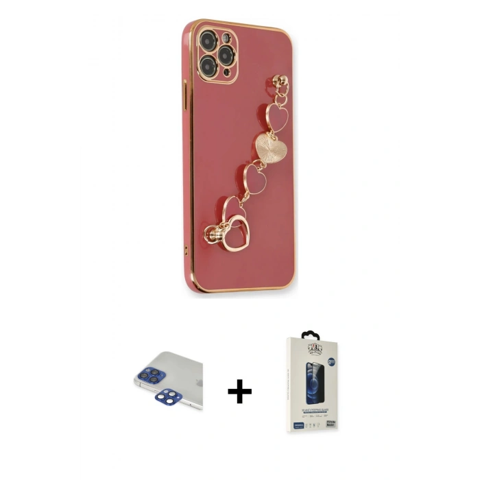 MARSİLYAN™- iPhone 11 Pro Max Kılıf Nova Işık Prime - Siyah Bilvis Hayalet Cam Ekran Koruyucu + Lacivert Pers Alüminyum Kamera Lens
