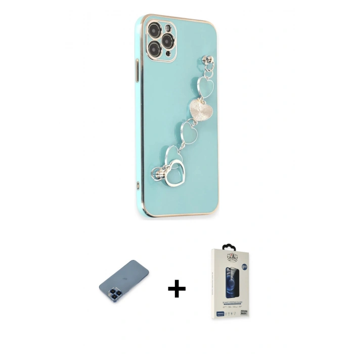 MARSİLYAN™- iPhone 11 Pro Max Kılıf Nova Işık Prime - Siyah Bilvis Hayalet Cam Ekran Koruyucu + Metal Kamera Lens Koruma Cam - MI