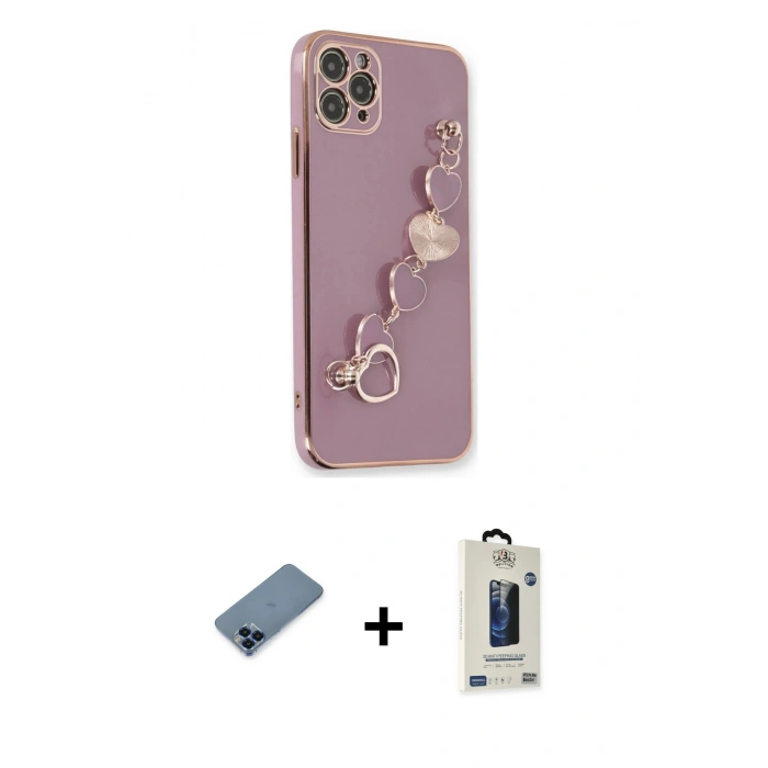MARSİLYAN™- iPhone 11 Pro Max Kılıf Nova Işık Prime - Siyah Bilvis Hayalet Cam Ekran Koruyucu + Metal Kamera Lens Koruma Cam - MI
