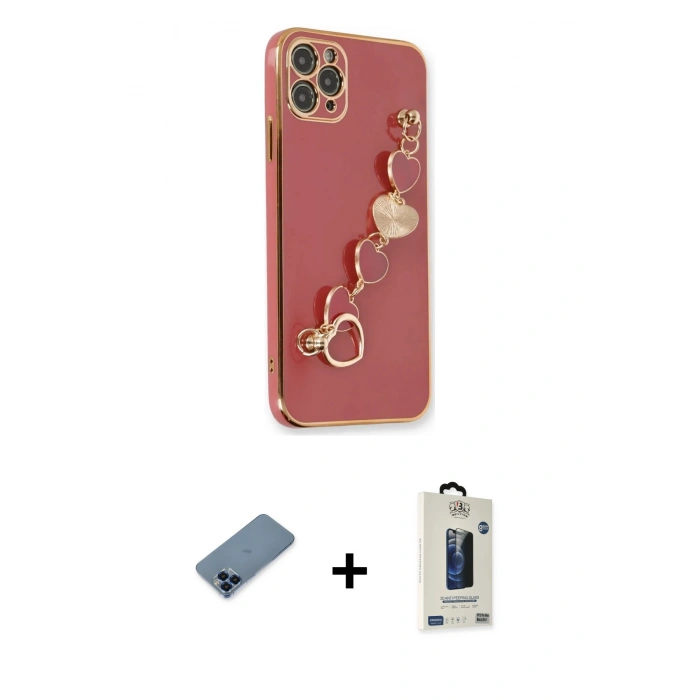 MARSİLYAN™- iPhone 11 Pro Max Kılıf Nova Işık Prime - Siyah Bilvis Hayalet Cam Ekran Koruyucu + Metal Kamera Lens Koruma Cam - MI