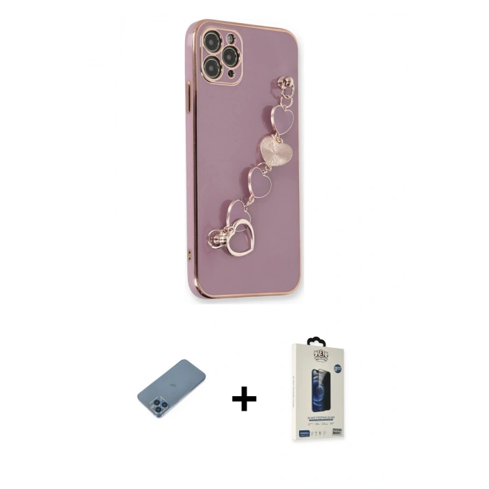 MARSİLYAN™- iPhone 11 Pro Max Kılıf Nova Işık Prime - Siyah Bilvis Hayalet Cam Ekran Koruyucu + Shine Kamera Lens Koruma Cam - MI